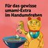 Illustration of a waving cat with a bowl on a pink background and the words: ‘For that extra umami kick in no time at all’.
